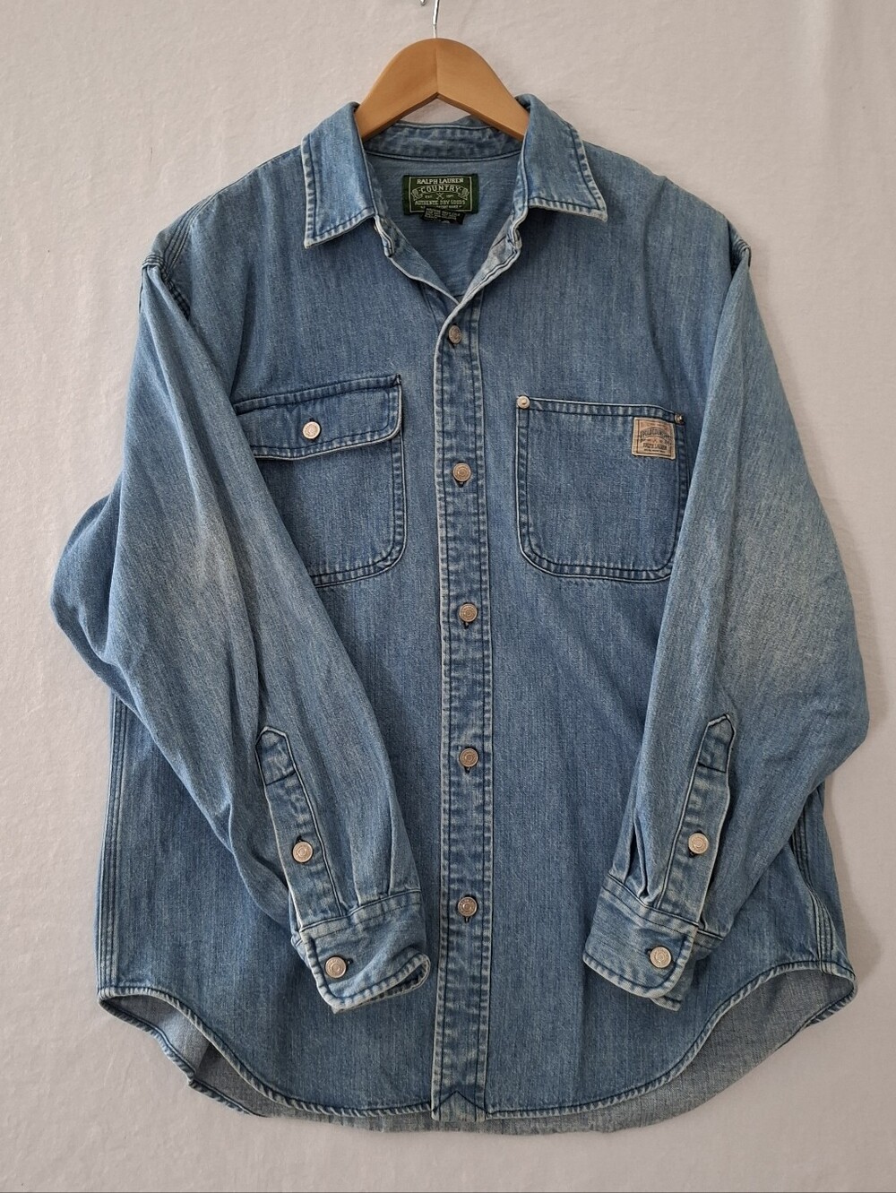 Vintage 80s/90s Ralph Lauren Country Denim Utility Work Shirt Shacket - Size M